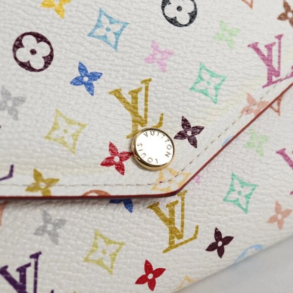 LOUIS VUITTON Multicolor Portefeuille Sarah Wallet White M60667 Auth 141191V - Picture 9 of 16